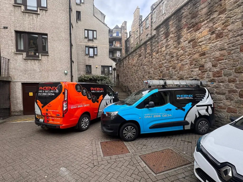 Phoenix Electrical and Phoenix Fire and Security Scotland vans